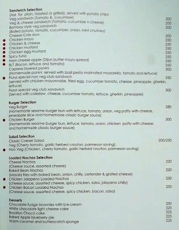 Flurys menu 