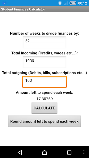 Student Finances Calculator