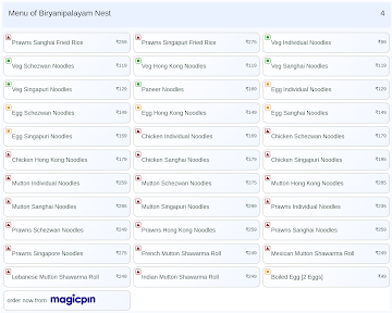 Biryanipalayam Nest menu 