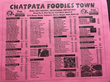 Chatpata Foodies Town menu 