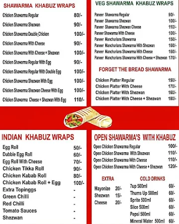 The Shawarma Treat menu 