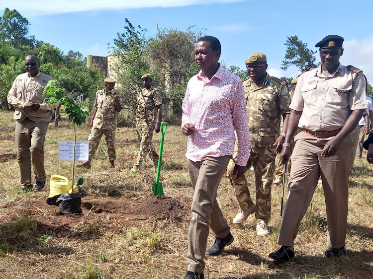 Tourism and Wildlife CS Alfred Mutua arrives at Shimba Hills National Reserve in Kwale county on Monday, March 4, 2024.