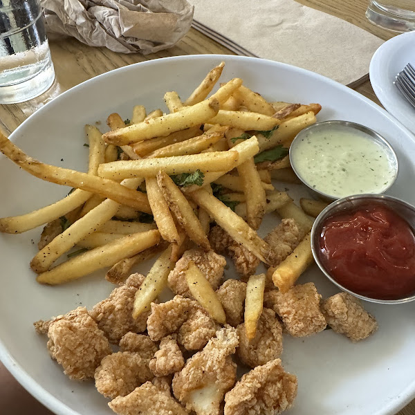 Popcorn chicken and fries (kids meal). My 14 yo got it; she would have liked two helpings!