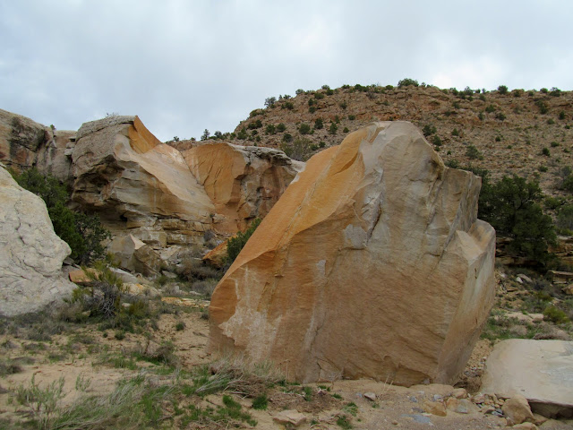 A huge boulder that recently detached from the cliffs