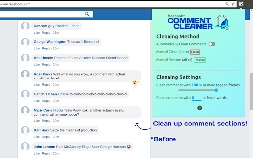 Comment Cleaner for Facebook™