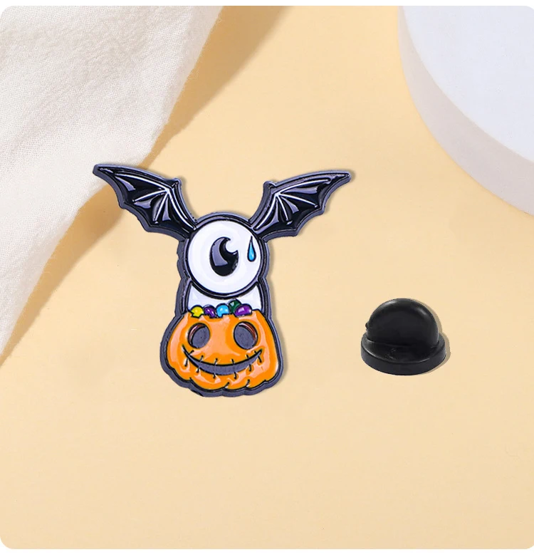 Title 2, Halloween Cartoon Broche Pompoen Hoofd Vleermui...