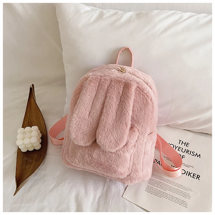 Mochila Orejas de Conejo de Felpa para Mujer Diseño Lindo y Tierno Ideal para Llevar tus Cosas con Estilo Comodidad y un Toque Divertido