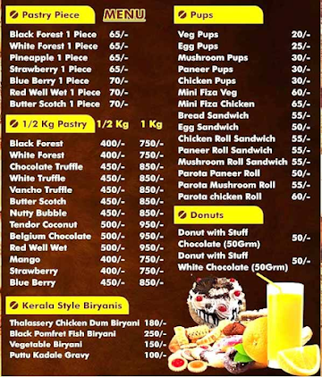 Chitra Bakery & Sweet menu 