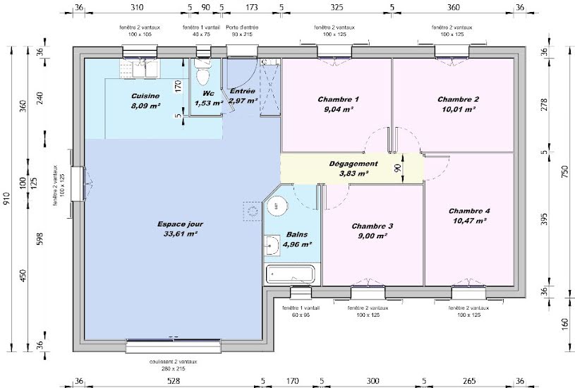  Vente Terrain + Maison - Terrain : 409m² - Maison : 93m² à Piolenc (84420) 