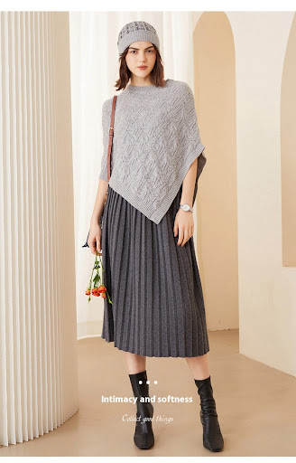 Title 3, Womens Round Neck Pullover Cloak Cashmere Shaw...