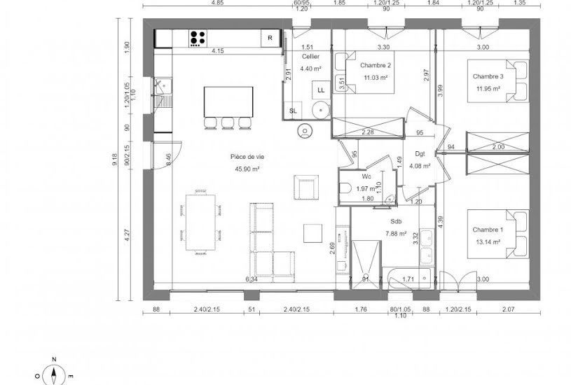  Vente Terrain + Maison - Terrain : 512m² - Maison : 100m² à Beaumont-Monteux (26600) 