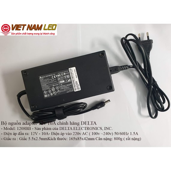 Bộ Nguồn Adapter 12V 10A Chính Hãng Delta - Bộ Đổi Nguồn Từ 220V Ac Sang 12V 10A Dc