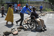 The entrance to Charlotte Maxeke Hospital was barricaded with rocks on Wednesday, preventing patients from entering the hospital. File photo.