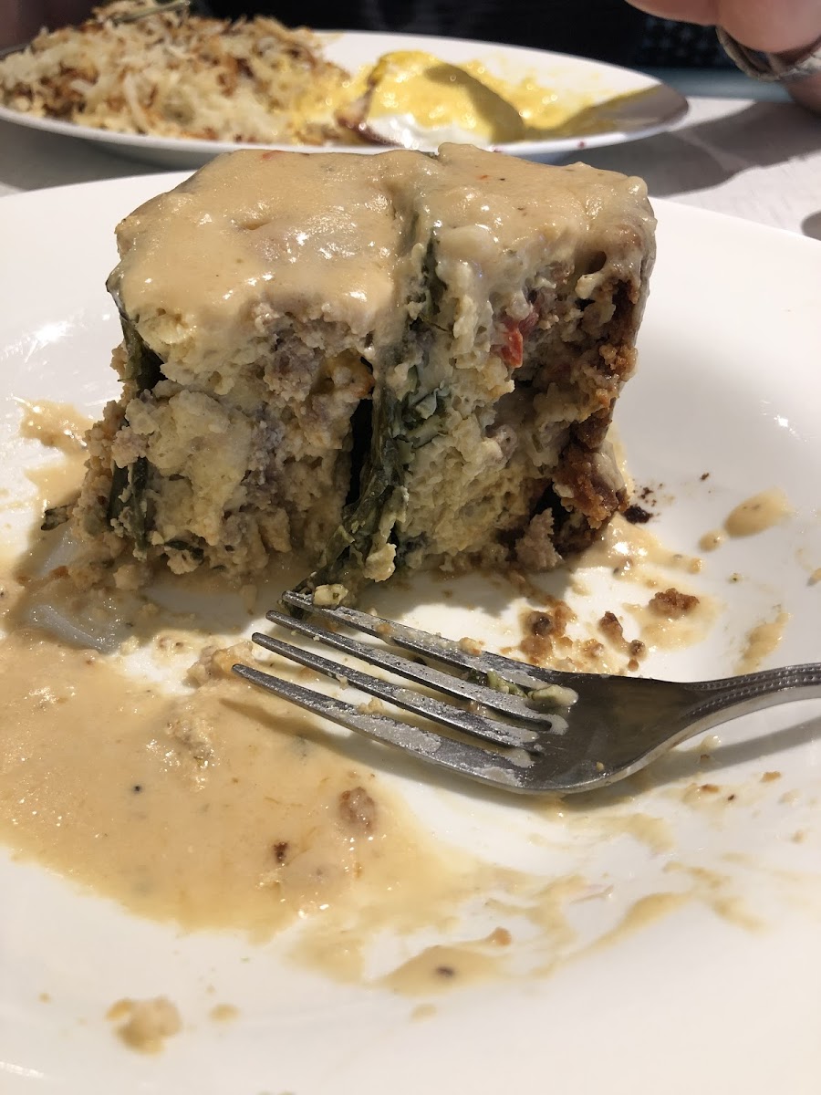 Breakfast lasagna, absolutely delicious