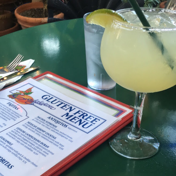 Cute “small” margarita with a wonderful GF menu that’s offered!