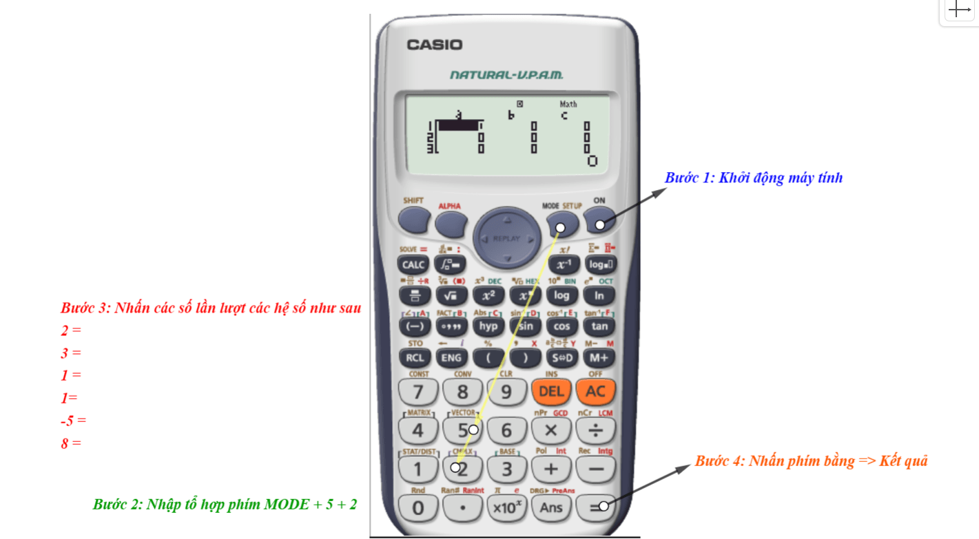 Cách bấm máy tính giải hệ phương trình