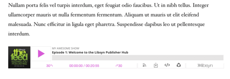 Reproductor de audio Libsyn Publisher Hub