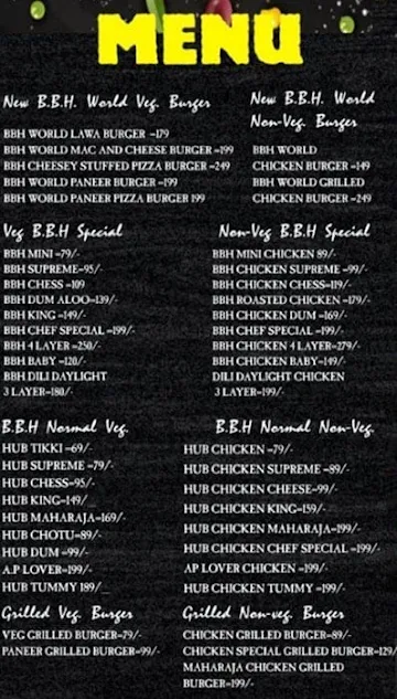 Bbh - Bigg Buzz House menu 