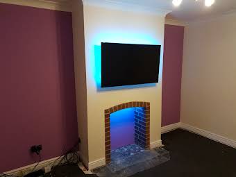 Wall mount tv and install led lights. album cover