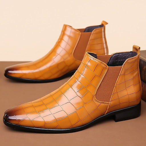 Title 1, Mens Chelsea Boots 48 High-top Leather Glossy ...