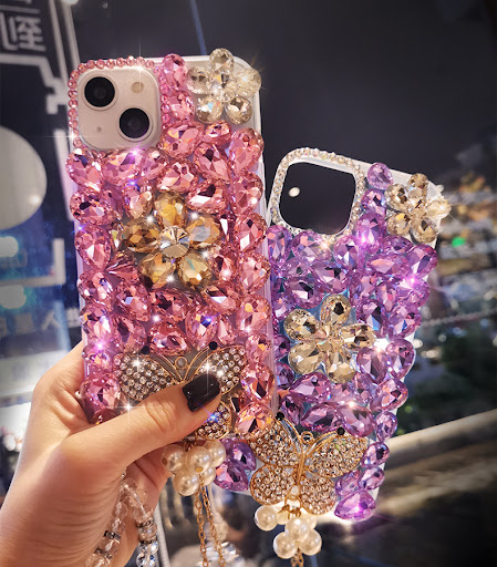 Title 1, Butterfly Pendant with Diamond Phone Case. Styl...