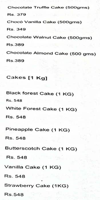 Flora Cake menu 