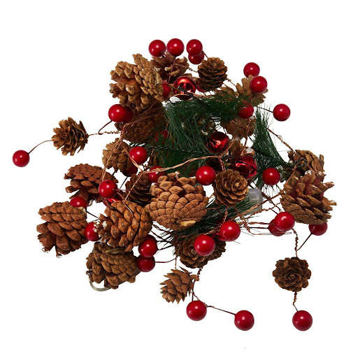 Title 3, LED Copper Wire Lamp Christmas Pine Cone Warm W...
