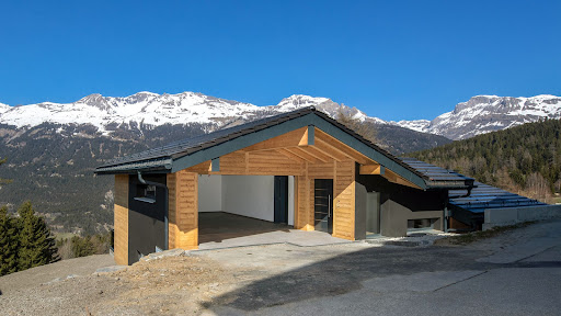 Modern house with open garage, snowy mountains in this luxury chalet for sale in Lens ($4,752,846 - 370 m²)