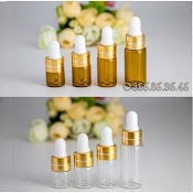 Chai Thủy Tinh Mỏng Nắp Bóp Vàng 1Ml 3Ml 5Ml - Lọ Chiết Serum, Đựng Tinh Dầu, Mỹ Phẩm, Dụng Cụ Spa, Phụ Kiện Du Lịch