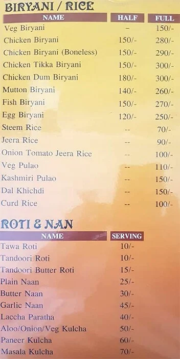 Singh's Rasoi menu 