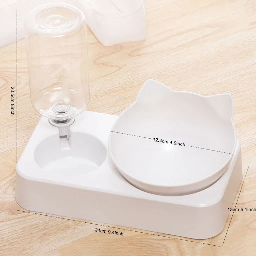 Pet Bowl Automatic Feeder Dog Cat Food Bowl with Water Dispenser Double Bowl Drinking Raised Stand Dish Bowls with Pet S