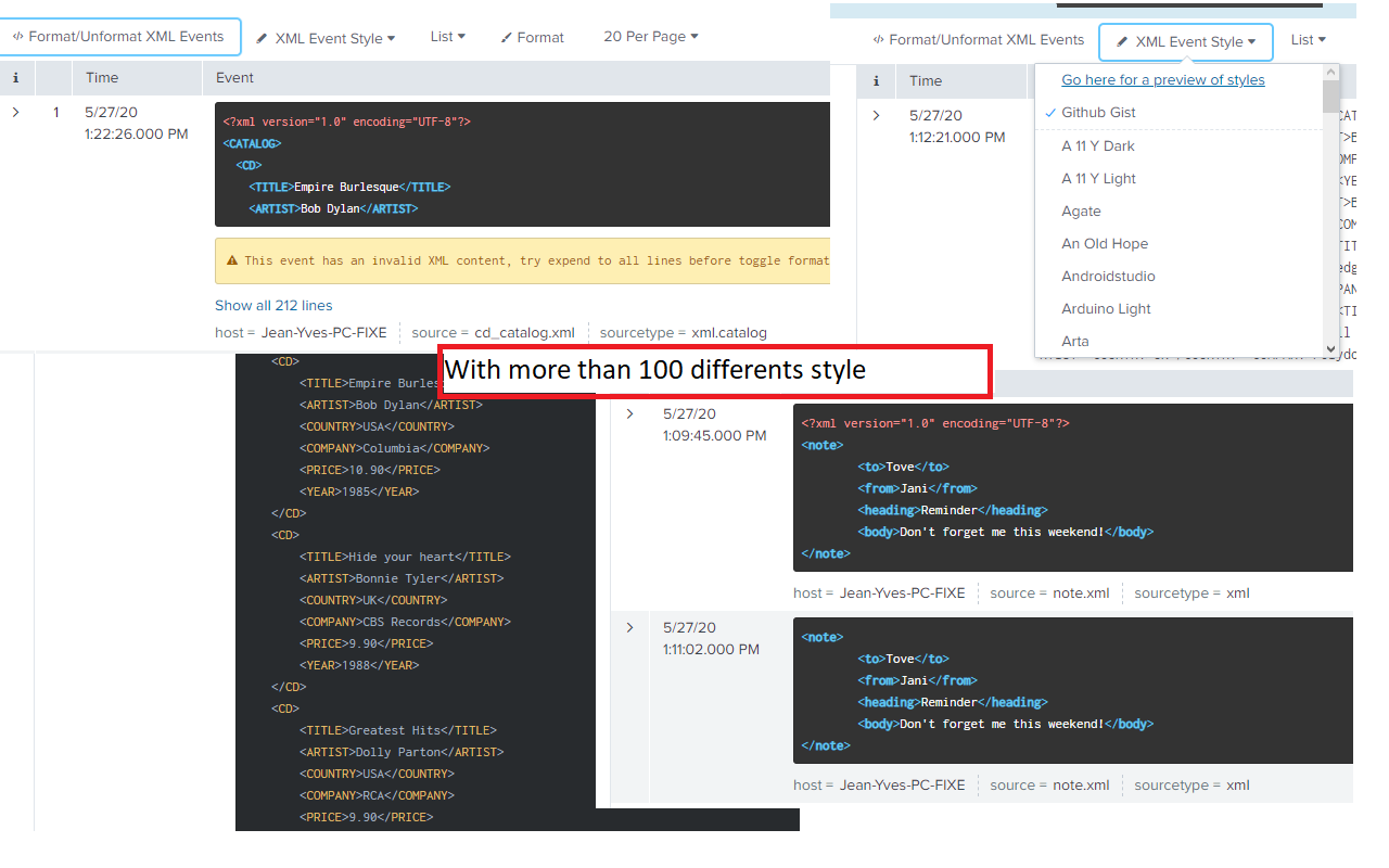 Splunk XML Formatter Preview image 3