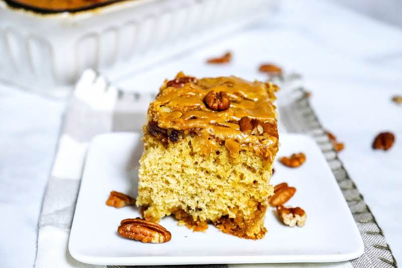 A Slice Of Easy Cinnamon Brown Sugar Coffee Cake On A Plate.