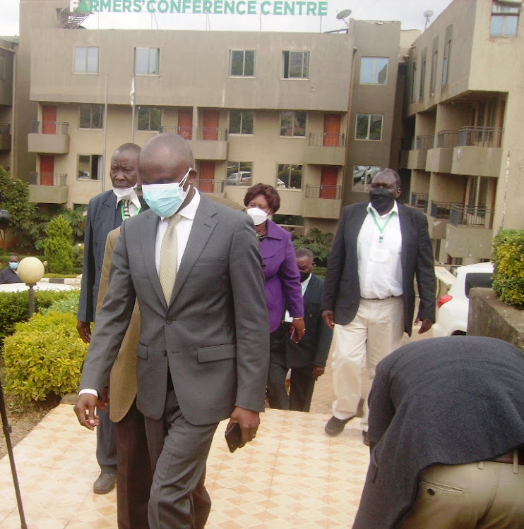 Kenaff chief executive officer Mwenda M’Mailutha arrivng at Kikuyu town for a meeting.