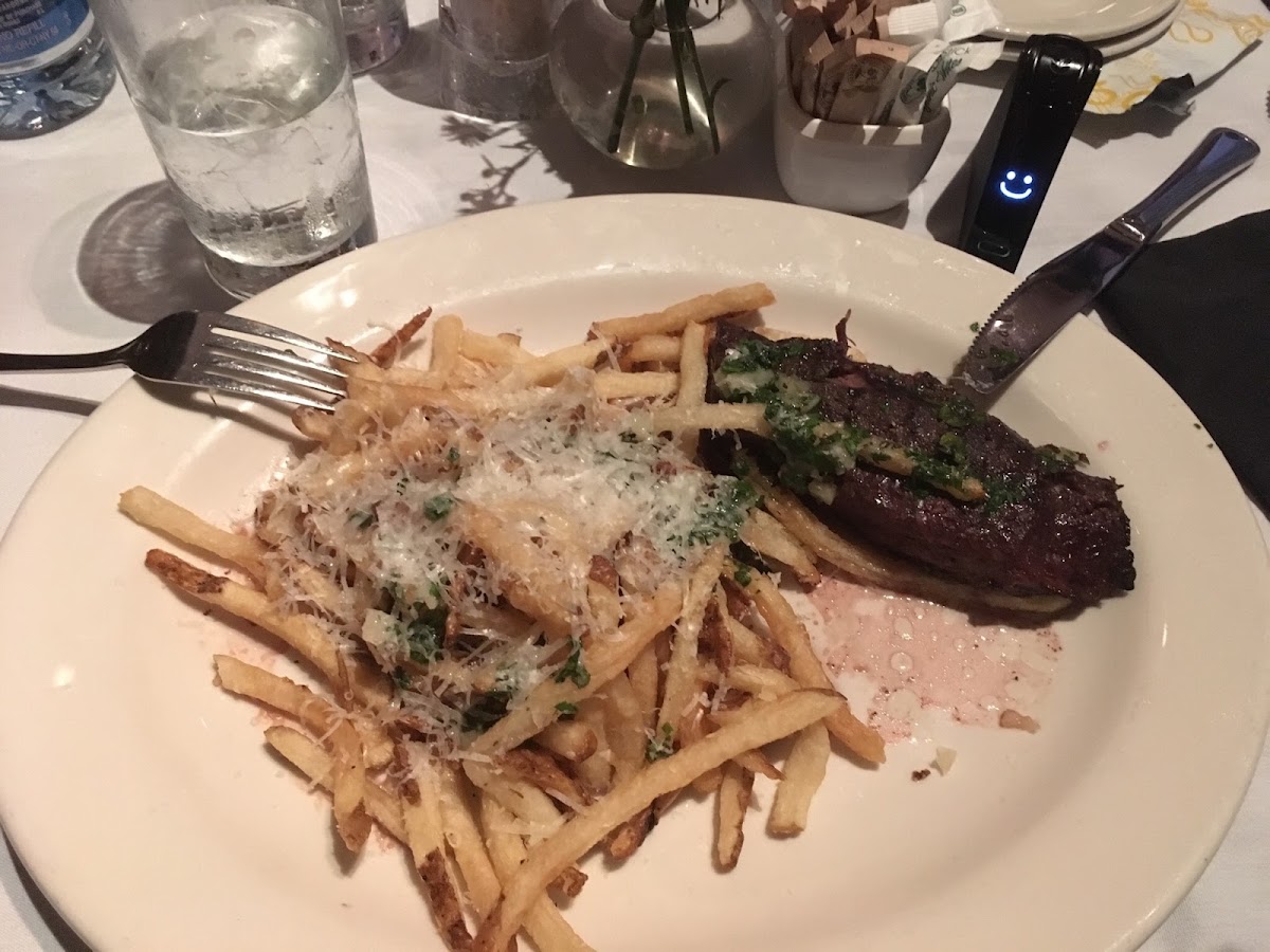 Steak frites and a smiling Nima :)