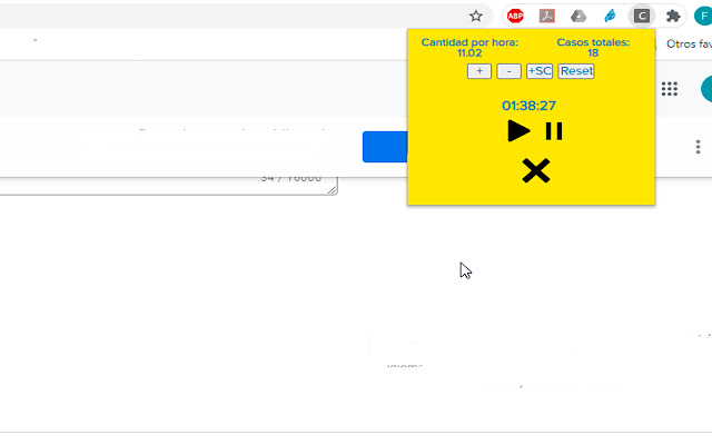 Contador productividad por hora chrome extension
