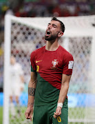  Bruno Fernandes of Portugal reacts after a missed chance during the FIFA World Cup Qatar 2022 Group H match between Portugal and Uruguay at Lusail Stadium on November 28, 2022 in Lusail City, Qatar. (Photo by Lars Baron/Getty Images)