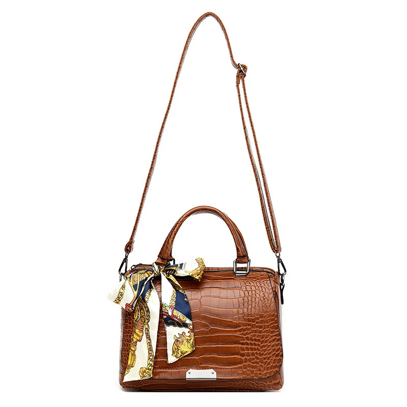 Title 6, Bolsa feminina de couro macio com padrão de mod...