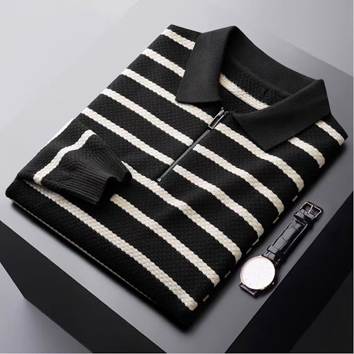 Title 1, Mens Autumn And Winter Collision Color Striped...