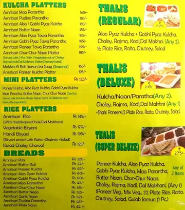 Amritsari Express menu 