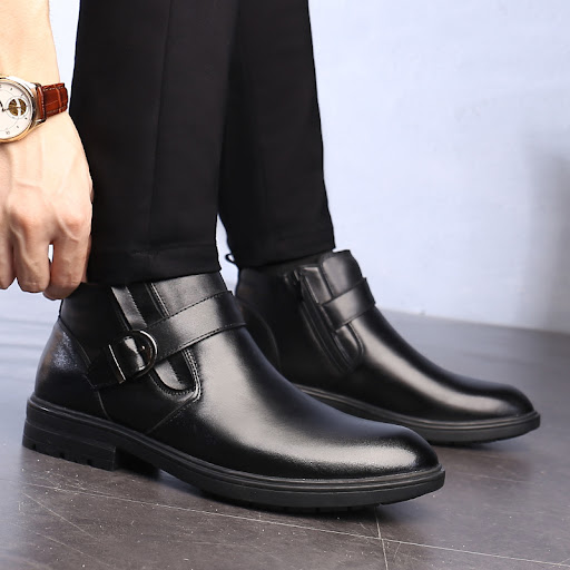 Title 3, Business leather boots and plush cowhide cotton...