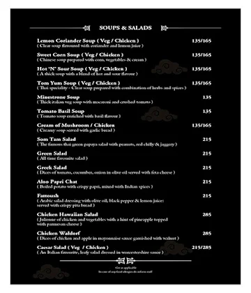 Blue And Beyond menu 