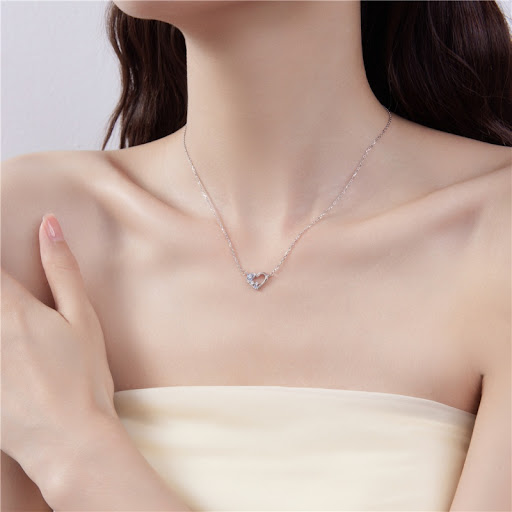 Title 2, S925 Sterling Silver Loving Heart Necklace Wome...