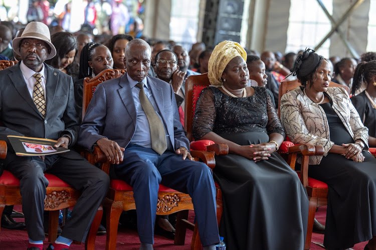 Mourners at the funeral service of Mama Annah Tikui Noolparakuo Tunai in Narok County on March 18, 2024