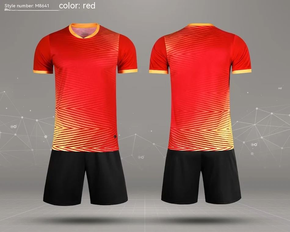 Uniforme de fútbol para niños con mangas cortas y estampado para hombre, ideal para juegos y entrenamientos cómodos y transpirables.