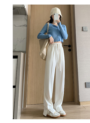 Title 8, Sports Straight Loose Casual Slit Wide Leg Pant...