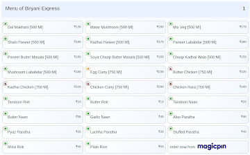 Biryani Express menu 