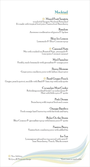 Breeze Lounge menu 