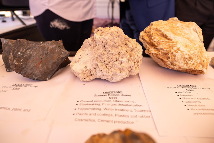 Minerals displayed at the Voi Gemstone Value Addition Center on October 27, 2023.