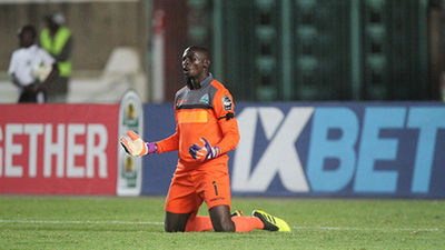 Peter Odhiambo prays before kick off in a past match